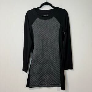 Smartwool Women's Diamond Peak Quilted Dress Black Grey Wool Medium Long Sleeve